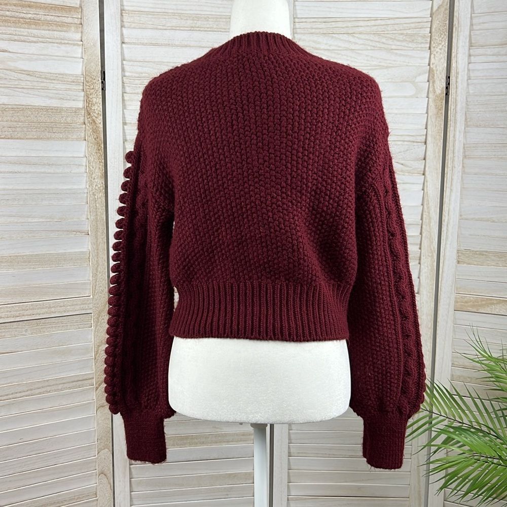 Anthropologie Maroon Chunky Cable Knit Cropped Sweater XS - Picture 7 of 12